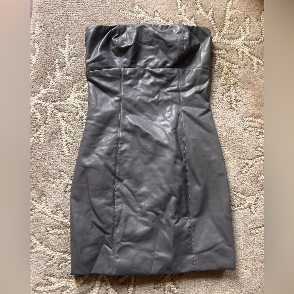 Forever 21 Strapless Faux Leather Mini Dress small